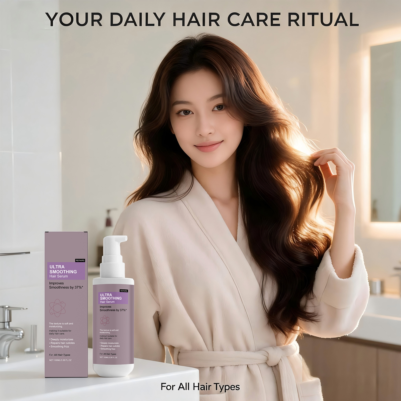 Hair Care For Dry And Frizzy Hair - 37% Smoothing Hair Serum for Dry