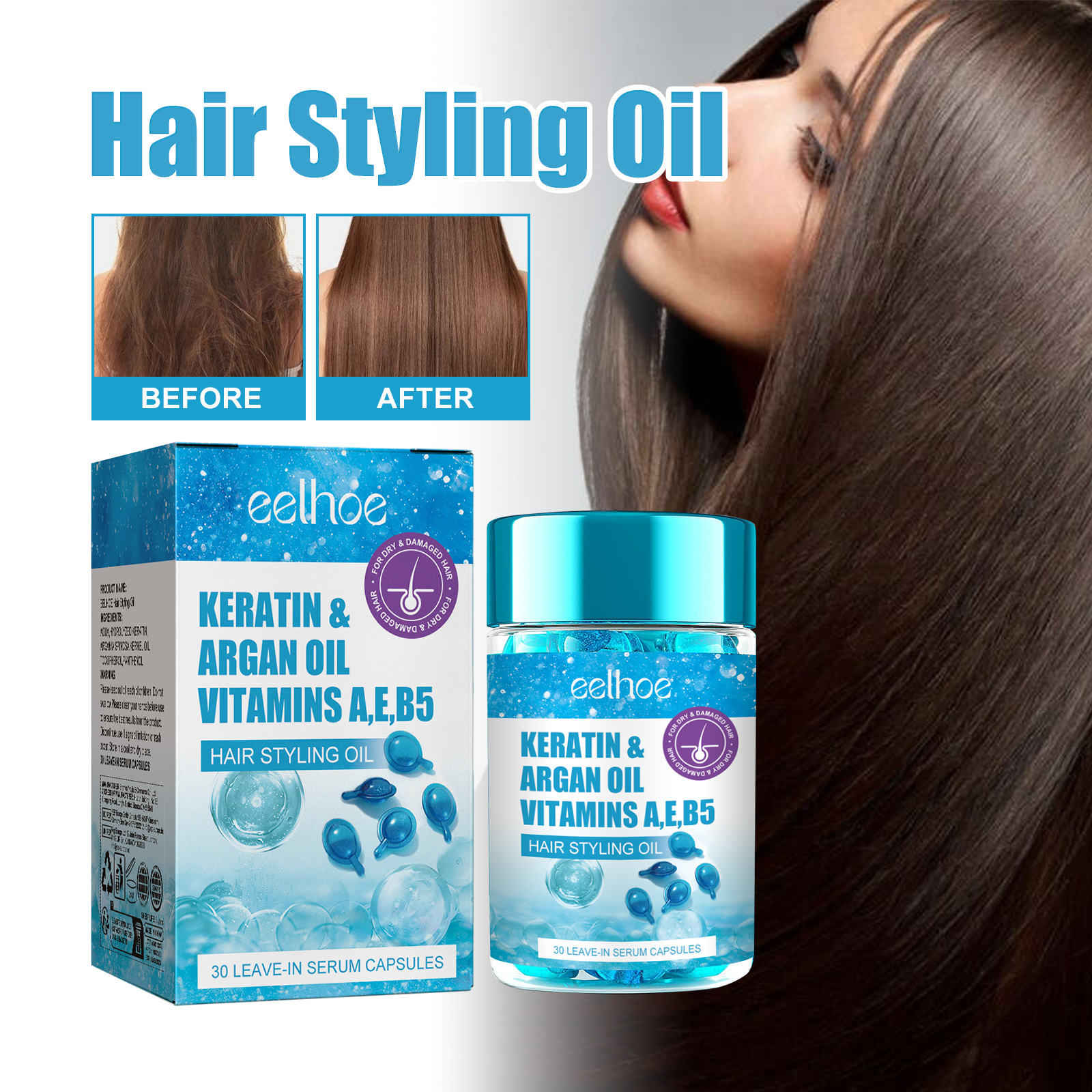 Hair Care For Dry And Frizzy Hair - Magic Hair Vitamin Capsule Keratin Oil