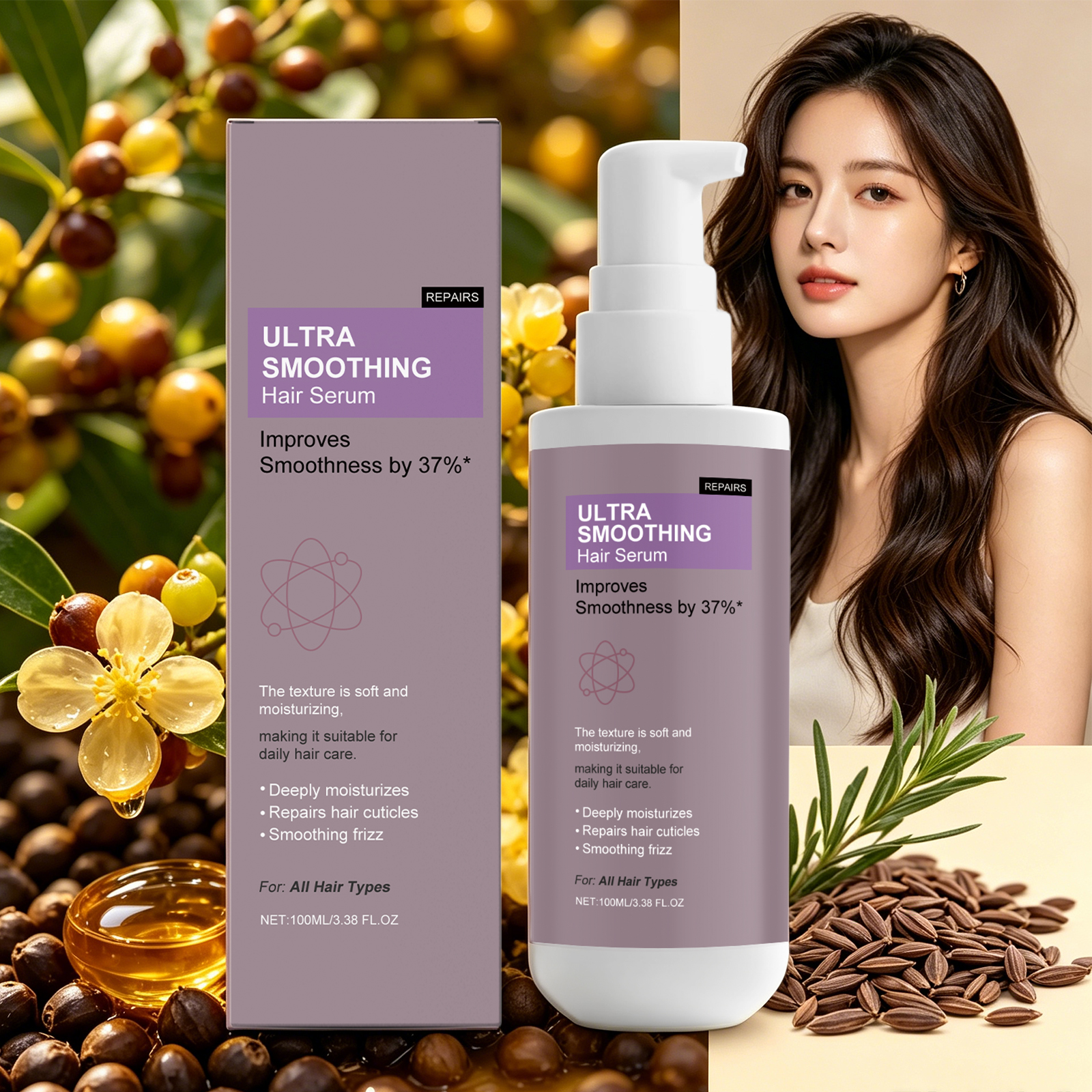37% Smoothing Hair Serum for D - Hair Care For Dry And Frizzy Hair 评论和价格