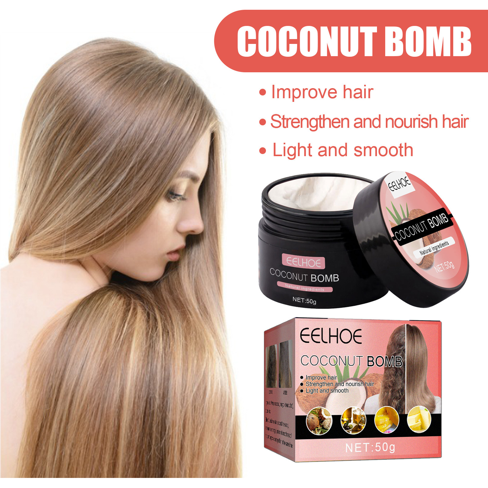 Coconut Bomb Nourishing Hair M - Hair Care For Dry And Frizzy Hair 评论和价格