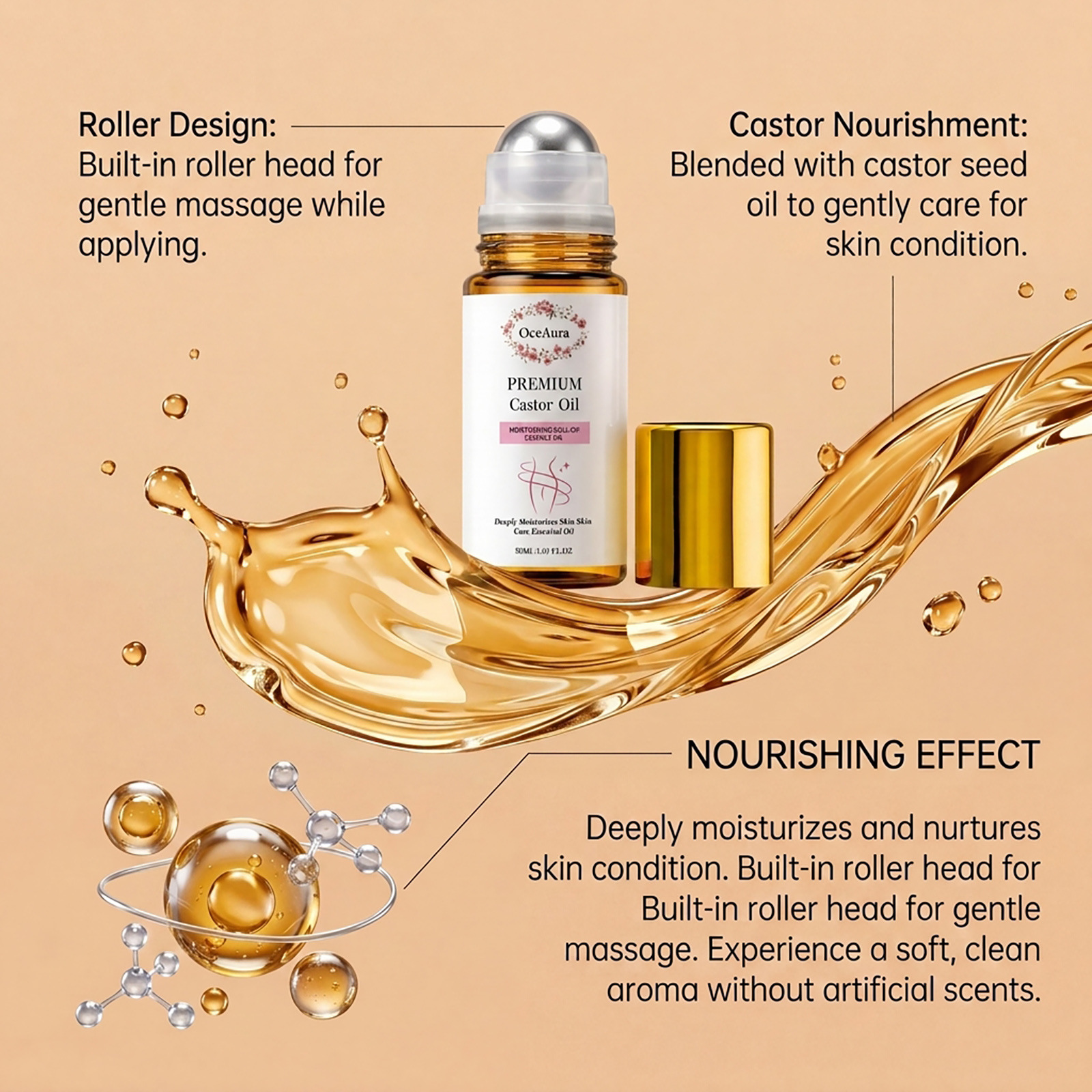 Organic Pure Castor Oil Roller - Hair Care Organic 评论和价格