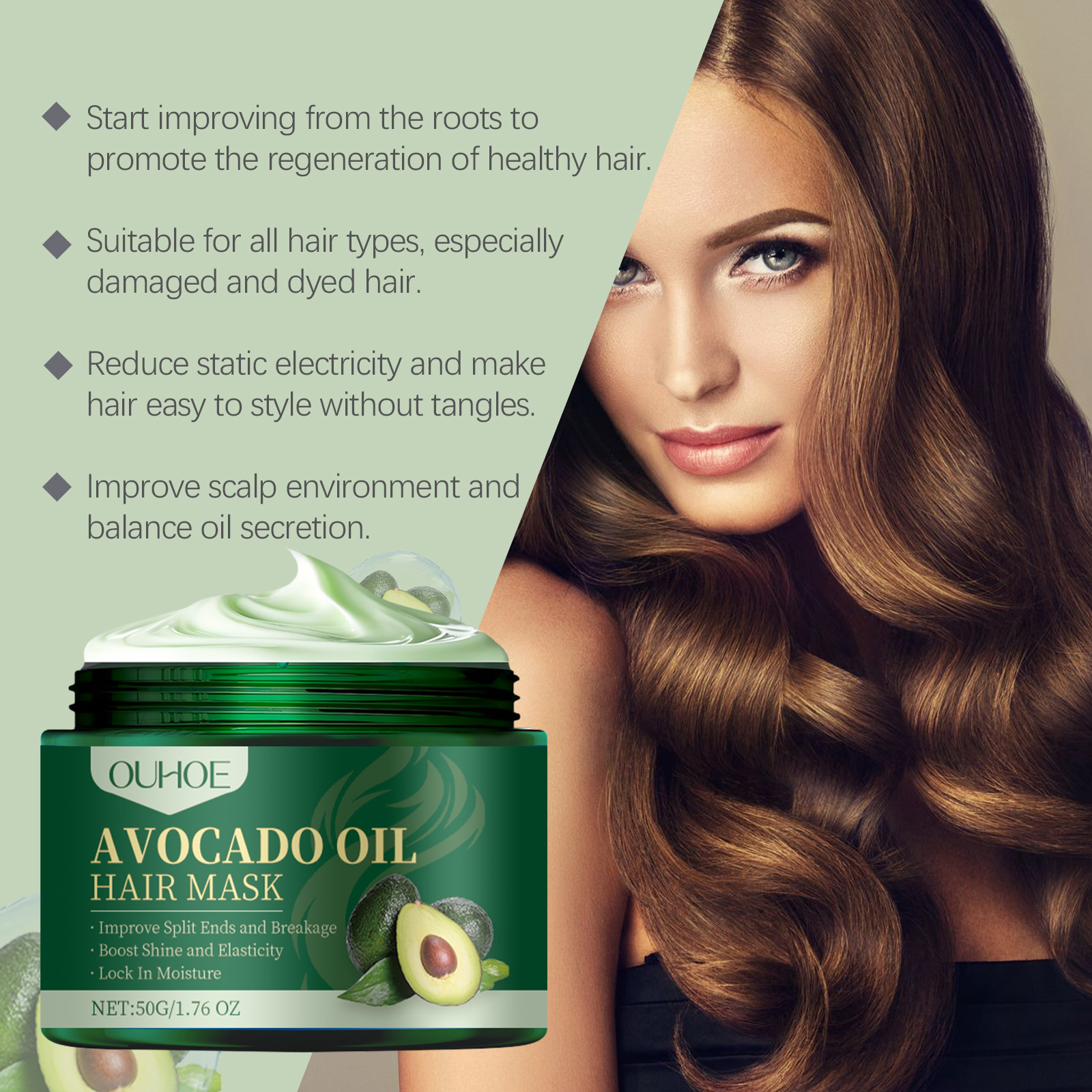 OUHOE Avocado Oil Hair Mask Mo - Hair Care For Dry And Frizzy Hair 评论和价格